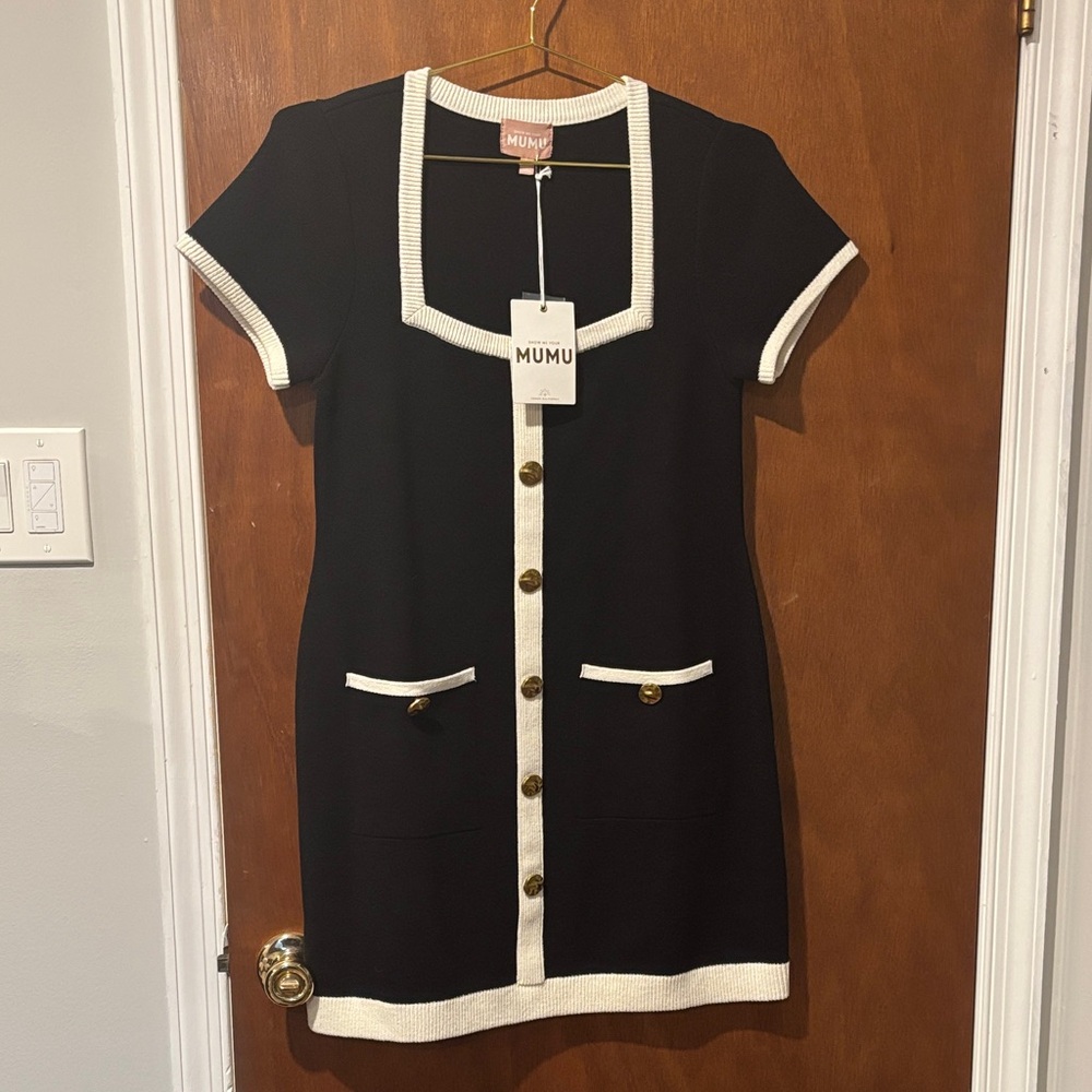 Show Me Your MuMu Black Dress with White Accents